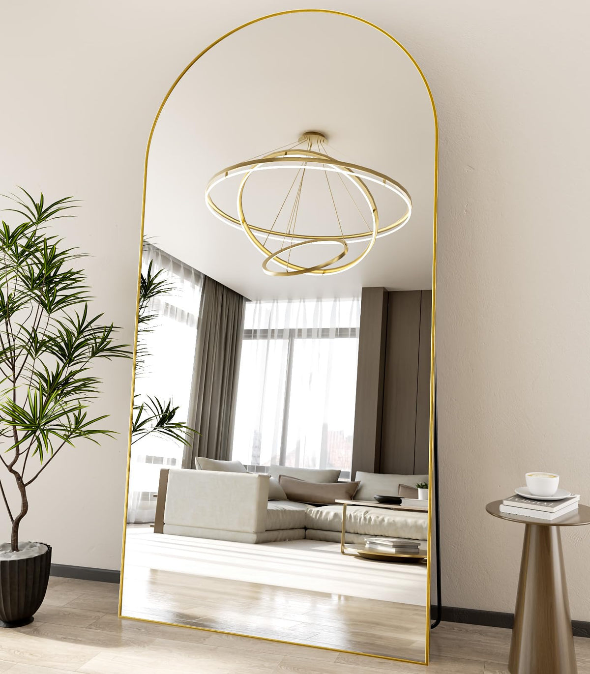 Koonmi 71x30 Arched Full Length Mirror, Floor Mirror with Stand