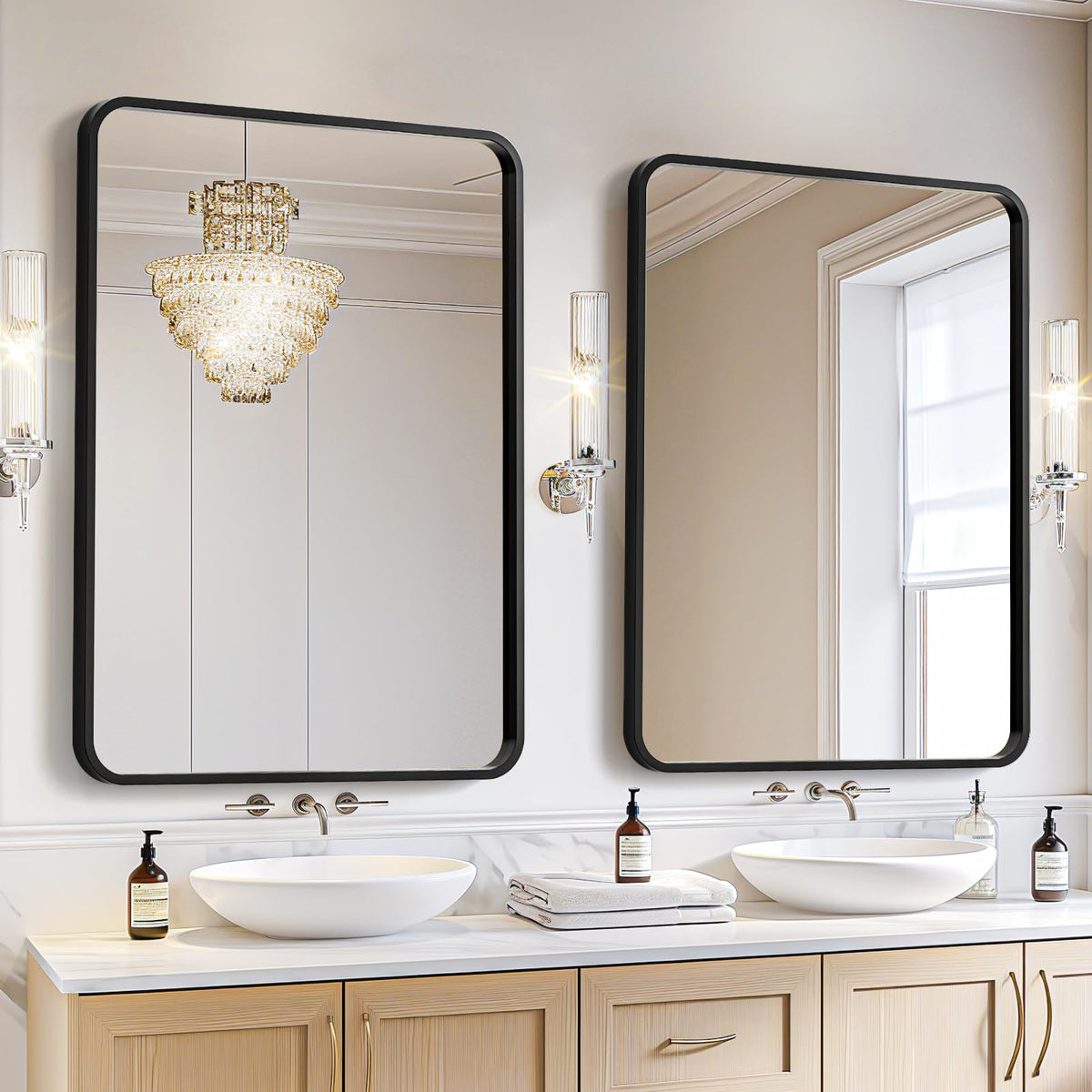 USHOWER Gold Bathroom Mirrors for Over Sink 24"x36" 2 Pack