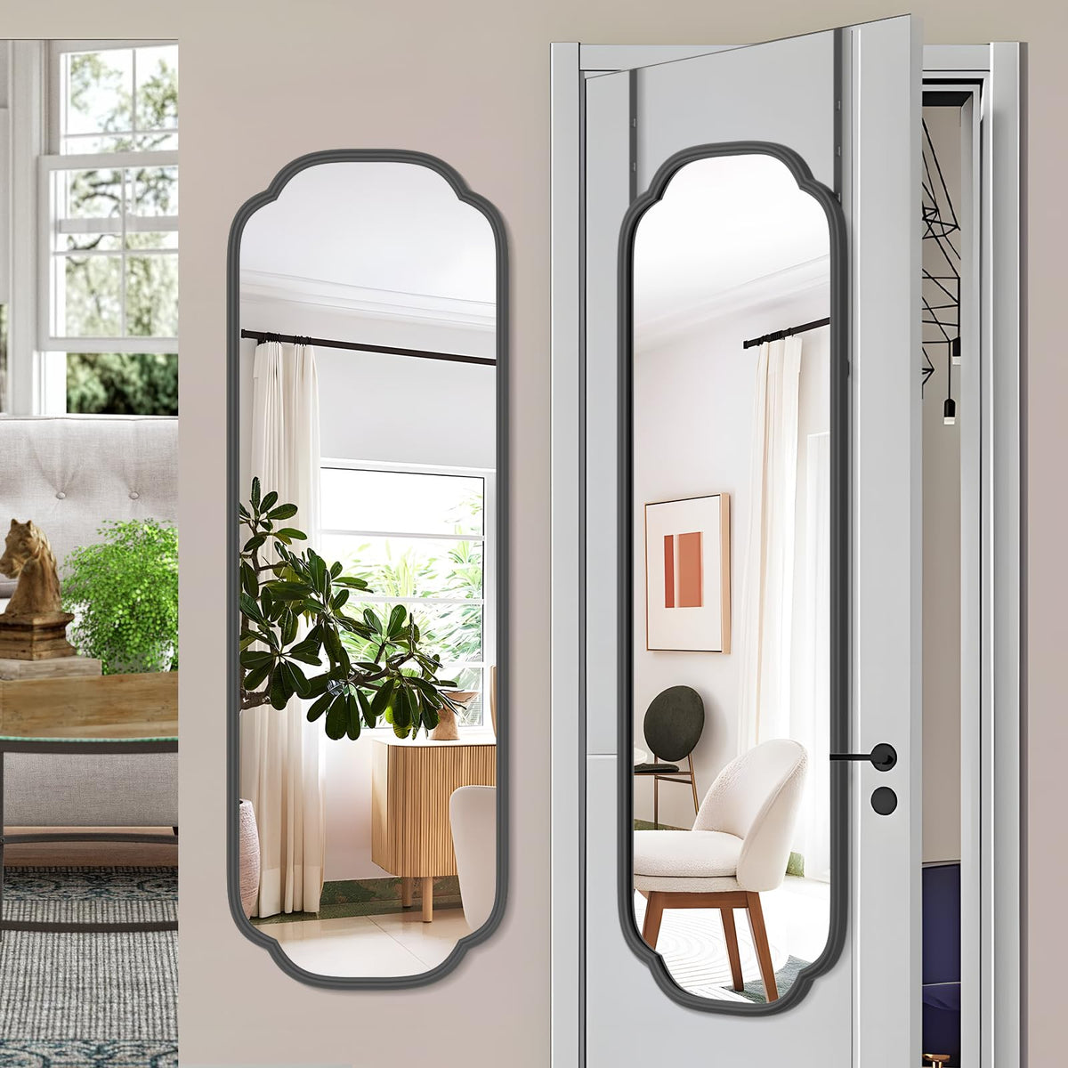 Ferytange 48"x16" Gold Door Mirror Full Length Over The Door with Non-Rusting Metal Frame, Modern Full Body Mirror Bedroom Closet Bathroom