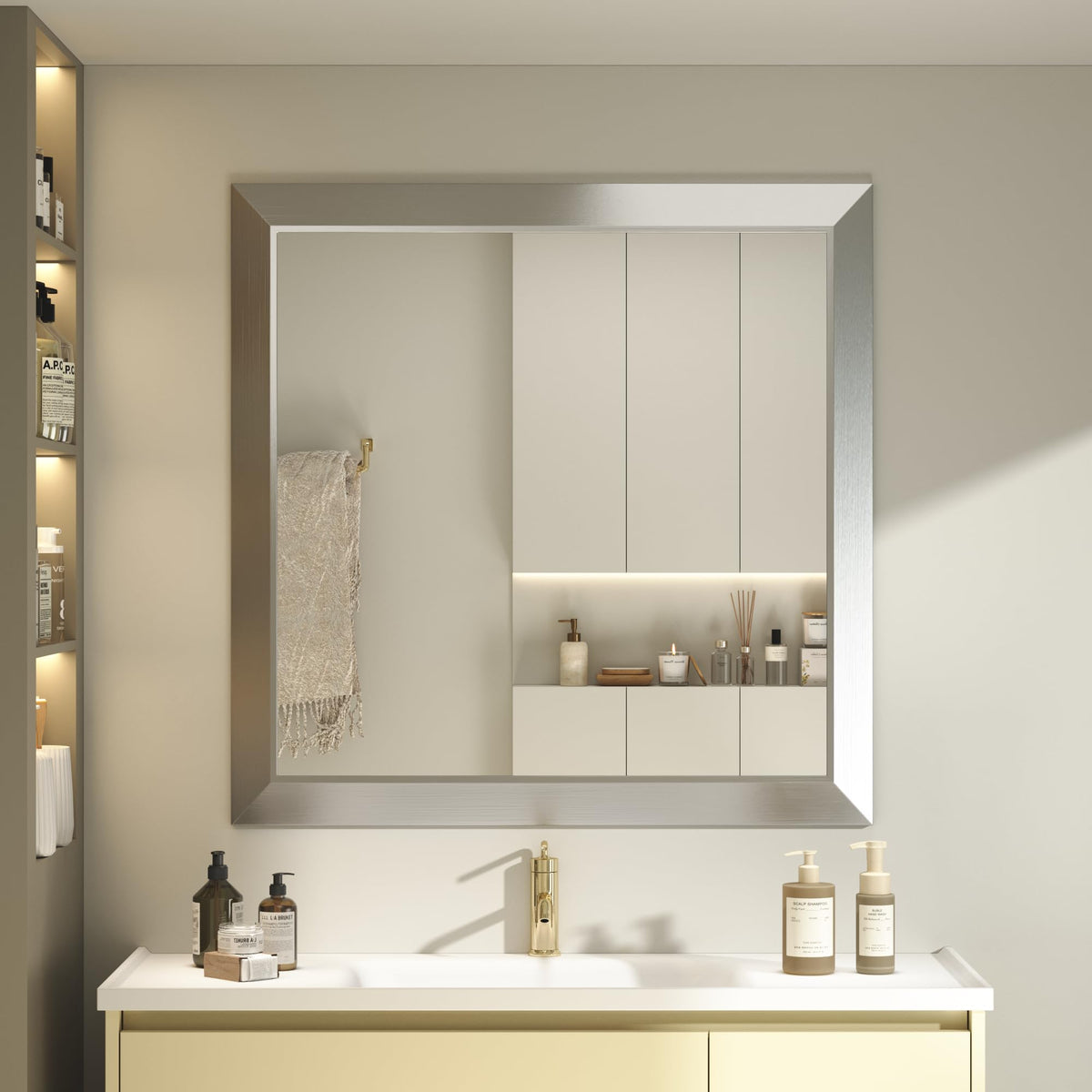 SMIROR 24x36 Matte Black Bathroom Vanity Mirror for Over Sink