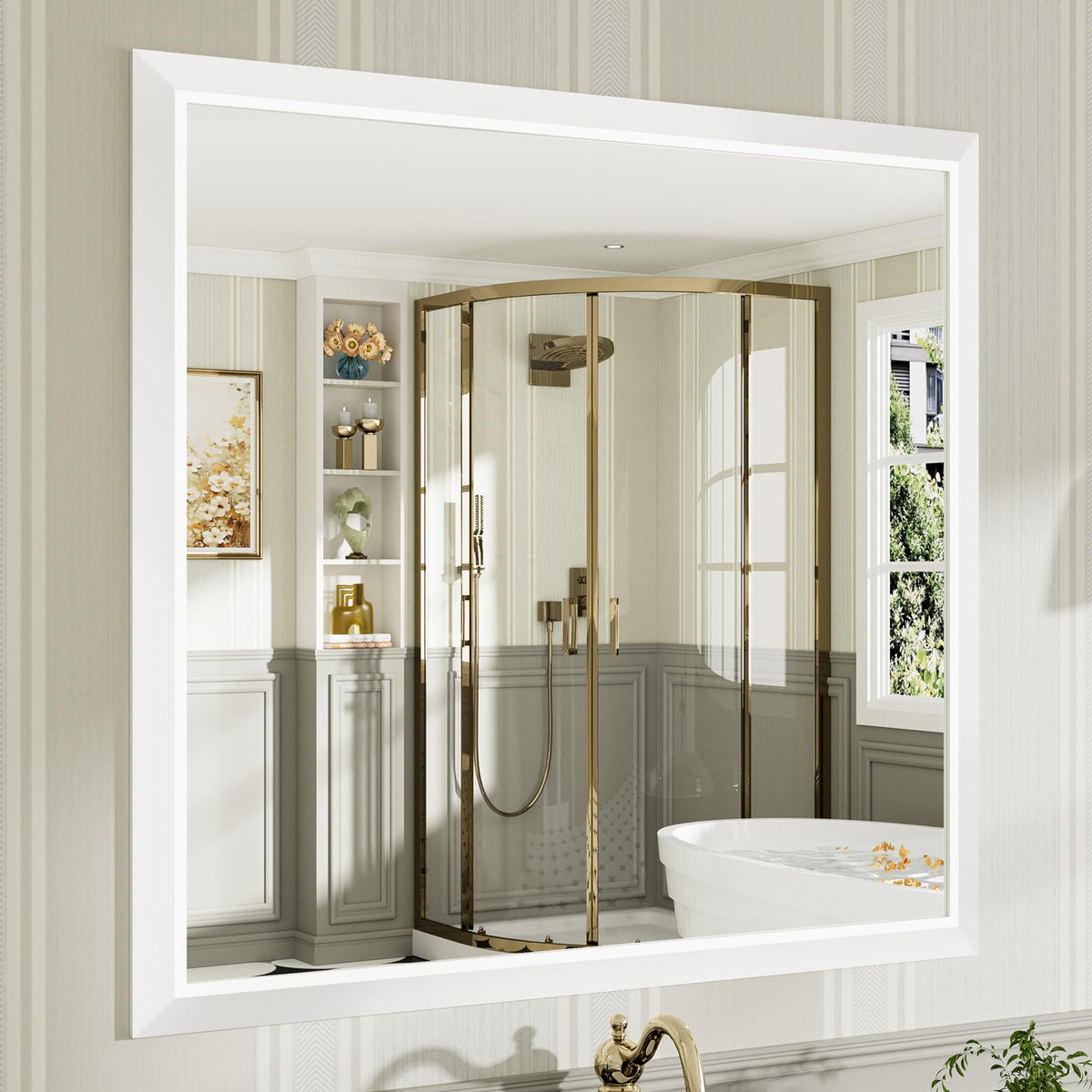 Briivue Black Metal Framed Bathroom Wall Mirror, 40x30 Inch