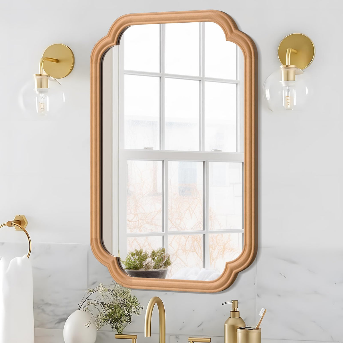 Ferytange 48"x16" Gold Door Mirror Full Length Over The Door with Non-Rusting Metal Frame, Modern Full Body Mirror Bedroom Closet Bathroom