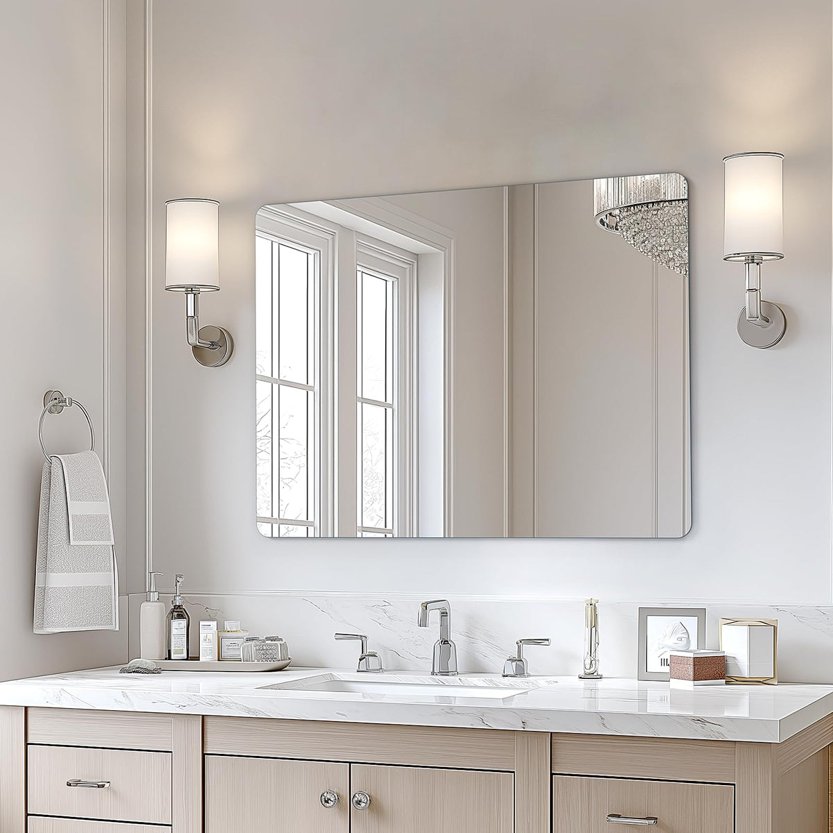 USHOWER 2-Pack Black Bathroom Mirrors for Over Sink 24 x 36 Inch