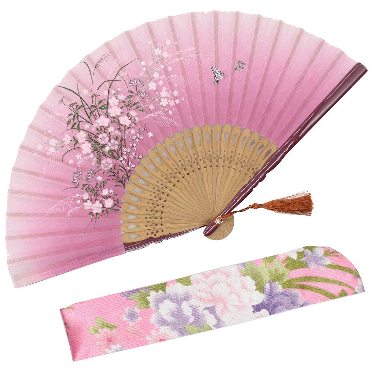 OMyTea Hand Fan Foldable for Women, Japanese Chinese Fan, Solid Black