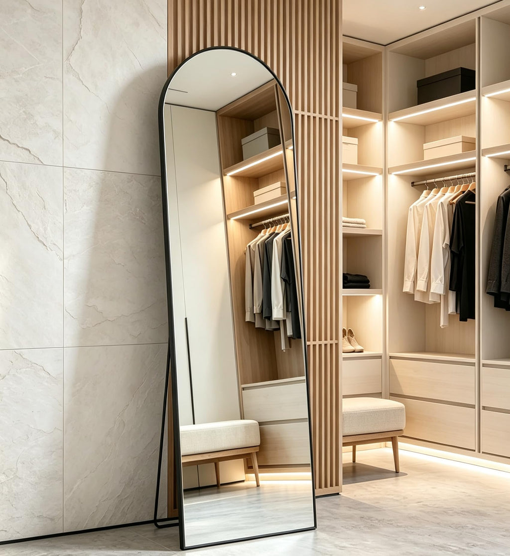 Sweetcrispy 55"x15" Full Length Mirror, Standing Full Body Mirror, Black