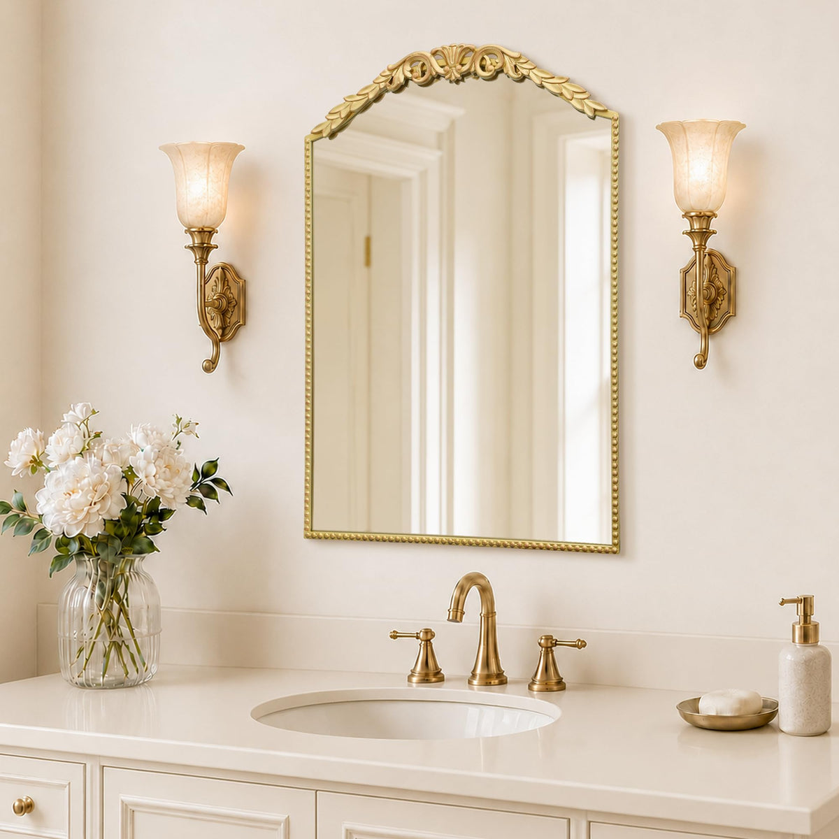 Besdomus Gold Full Length Mirror: 19"x53" Vintage Ornate Floor Mirror