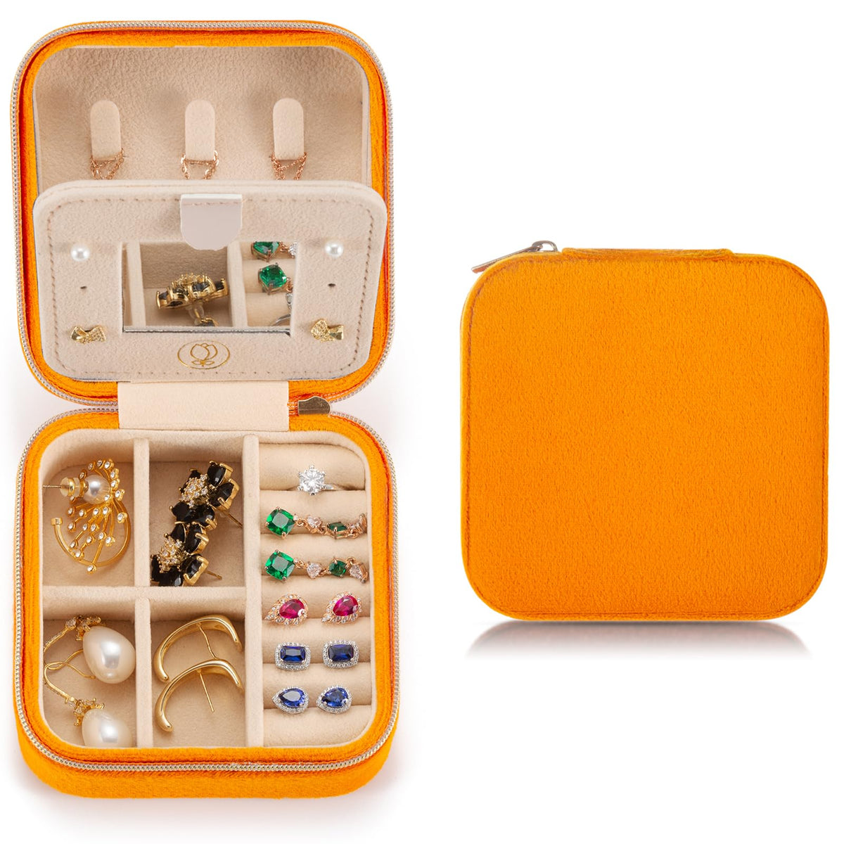 TRODANCE Mini Jewelry Travel Case, Small Portable Jewellry Organizer Box Portable Display Storage Box for Rings Earrings Necklaces, Gifts for Girl, Women, Wedding, Birthday, Mom, Mother's Day (Blue)