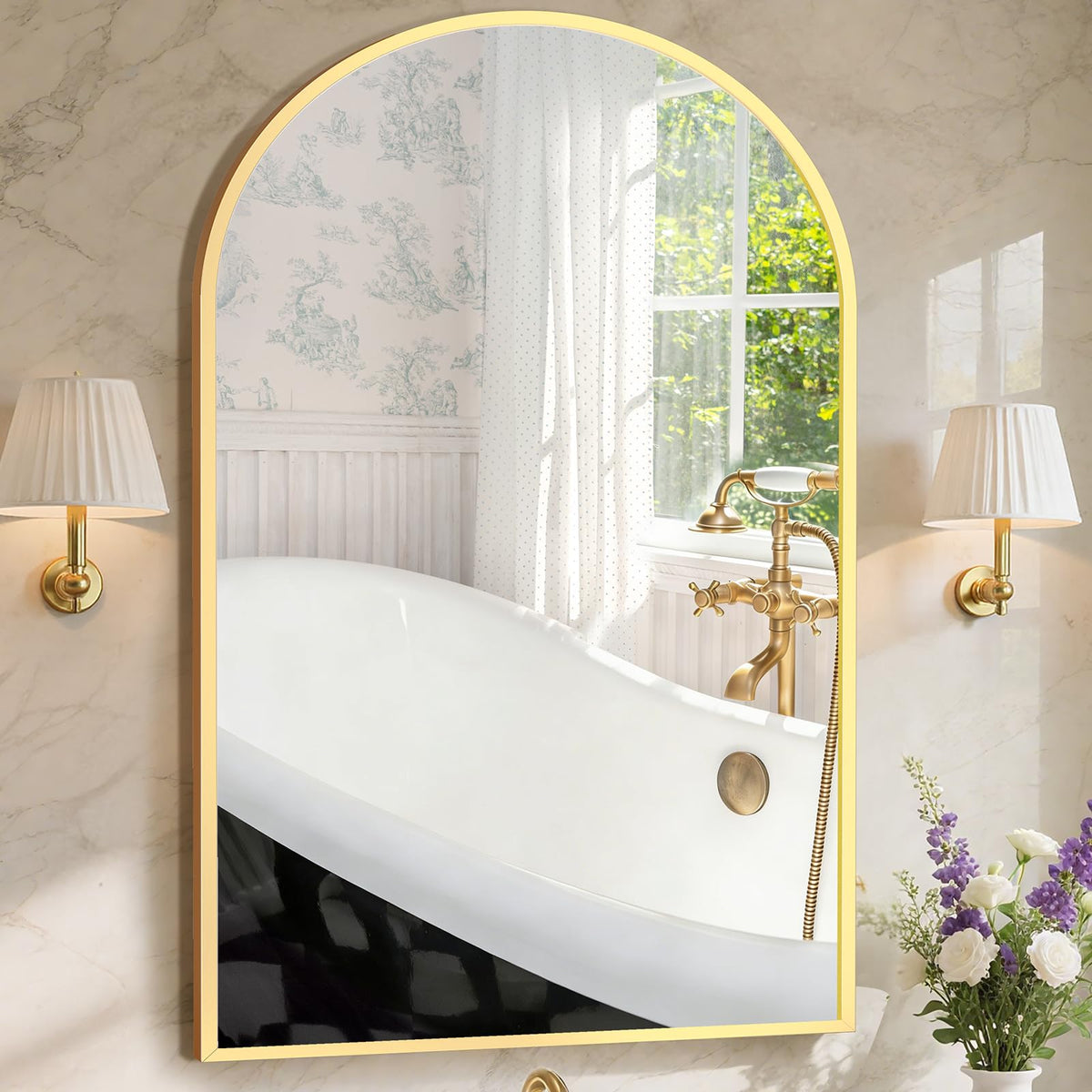 Sweetcrispy 26"x38" Arched Bathroom Mirror, Bathroom Mirrors for Over Sink