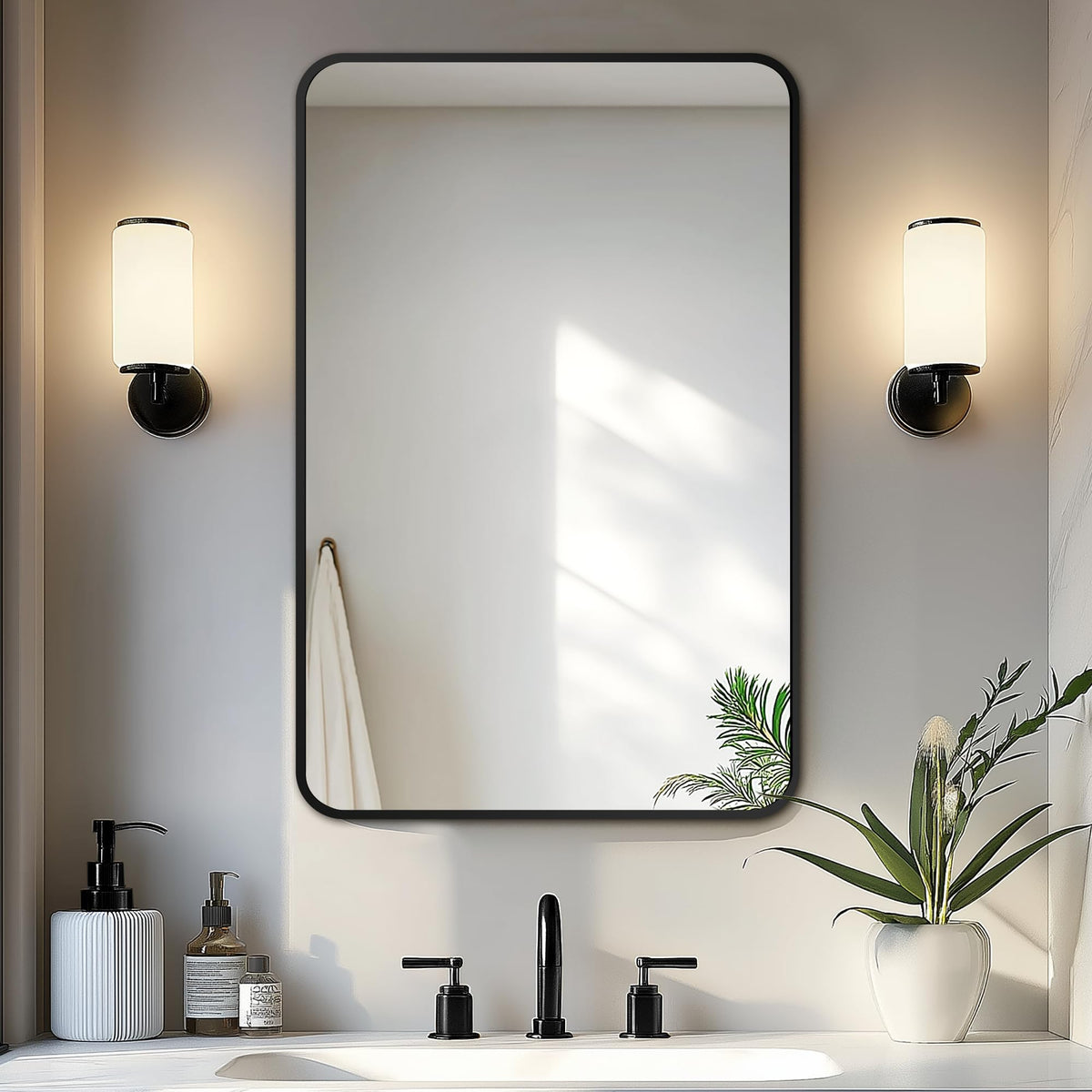 Delma Bathroom Vanity Mirror, Black Framed Mirror for Over Sink, 36x30