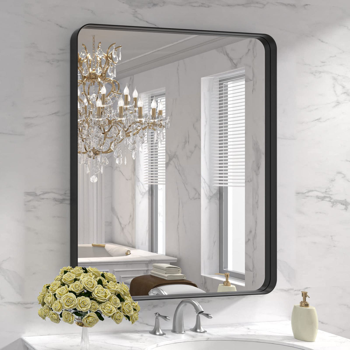 LOAAO 30"X36" Gold Bathroom Mirror