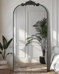 Antok Arched Full Length Mirror, 71"x28" Floor Mirror with Carved, Bronze