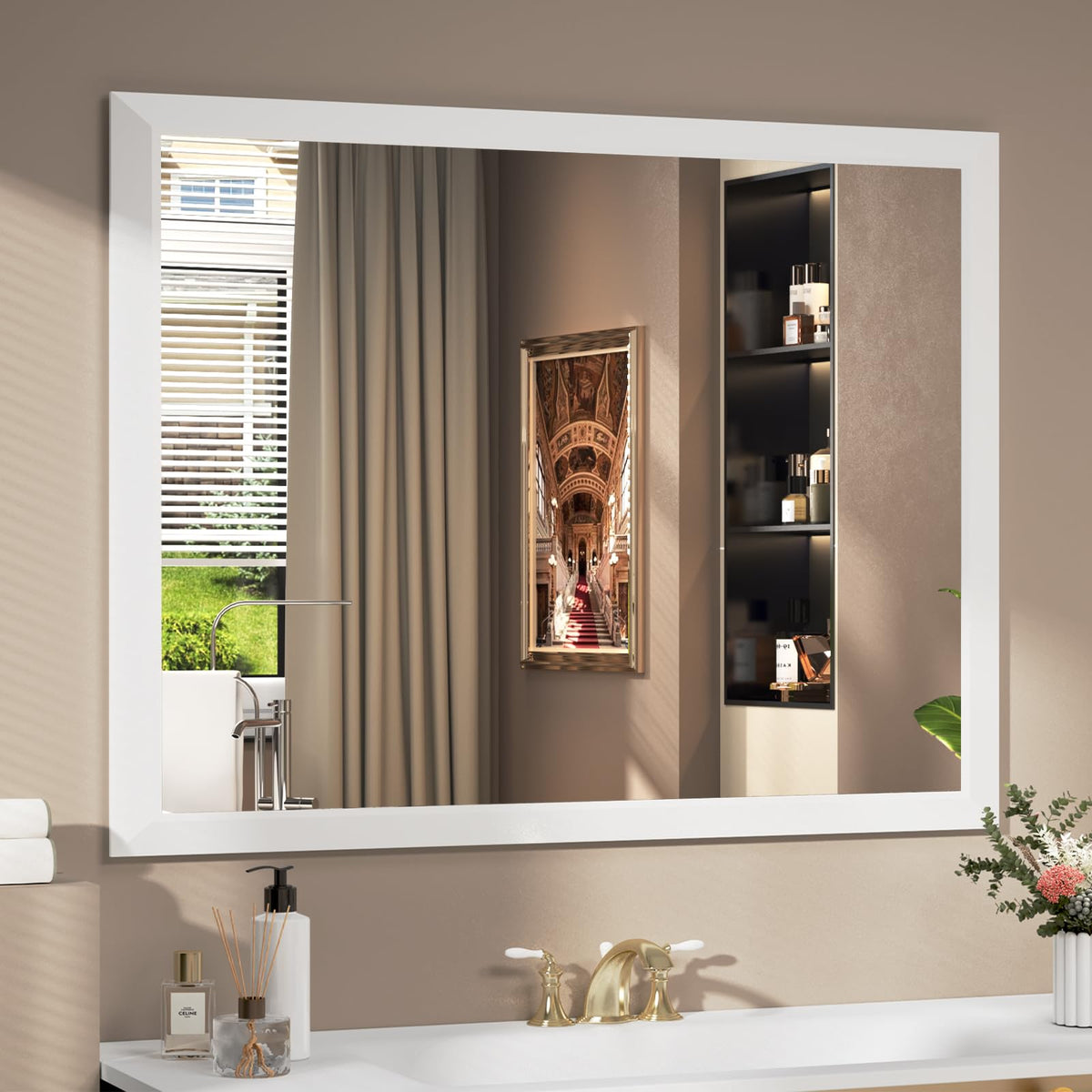 SMIROR 24x36 Matte Black Bathroom Vanity Mirror for Over Sink