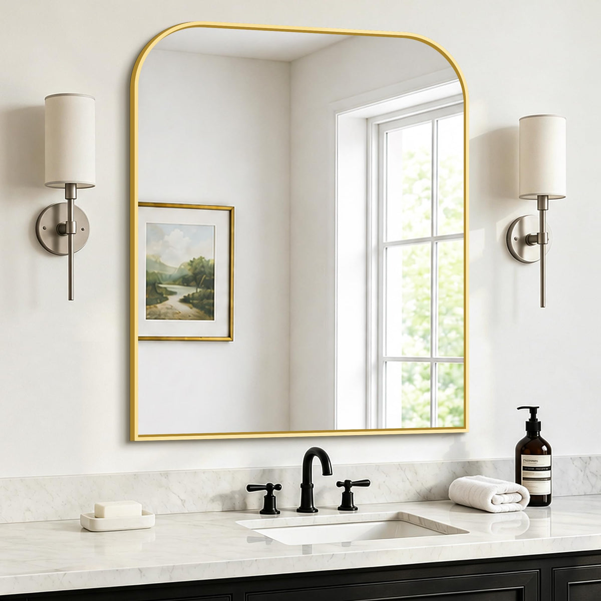 FICTOR 2 Pack 36" x 24" Bathroom Vanity Mirror for Over Sink, Black