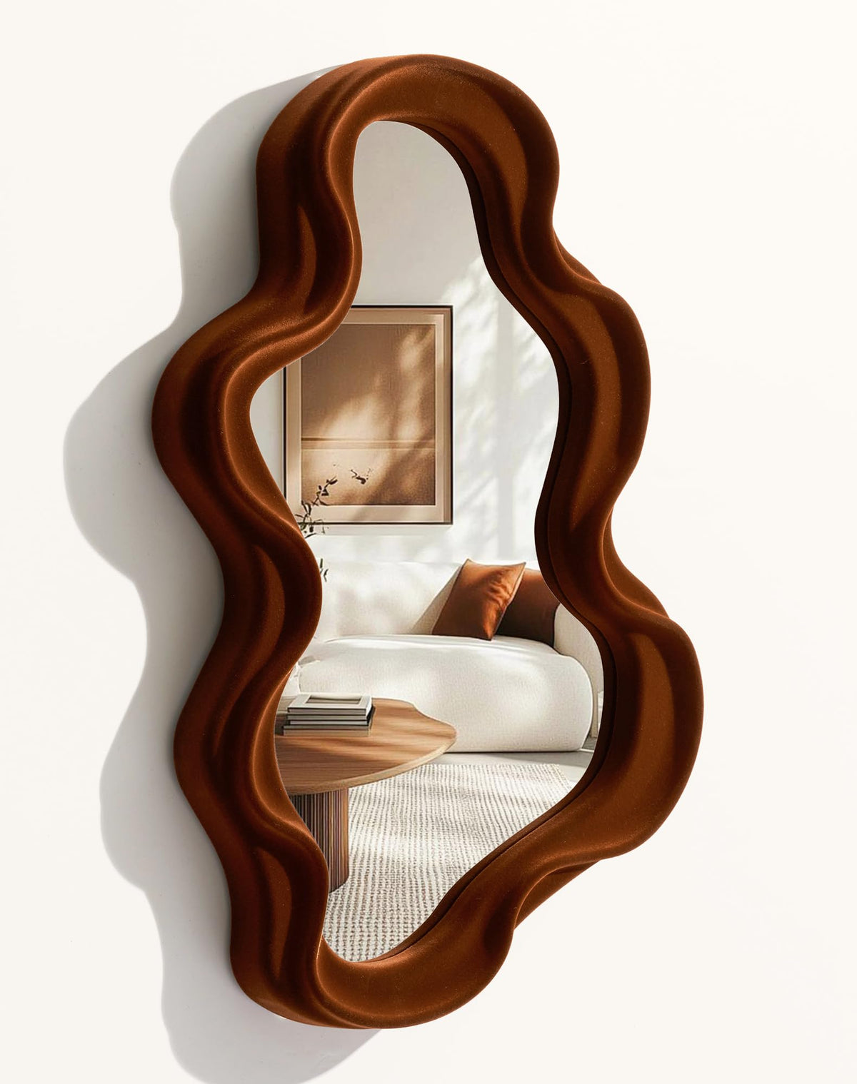 Emerald Green Wavy Wall Mirror Decor for Hallway Entryway, Irregular Cloud-Shaped Small Decorative Mirrors for Home Office Living Room, Modern Hanging Wall Art for Christmas Wedding Gift