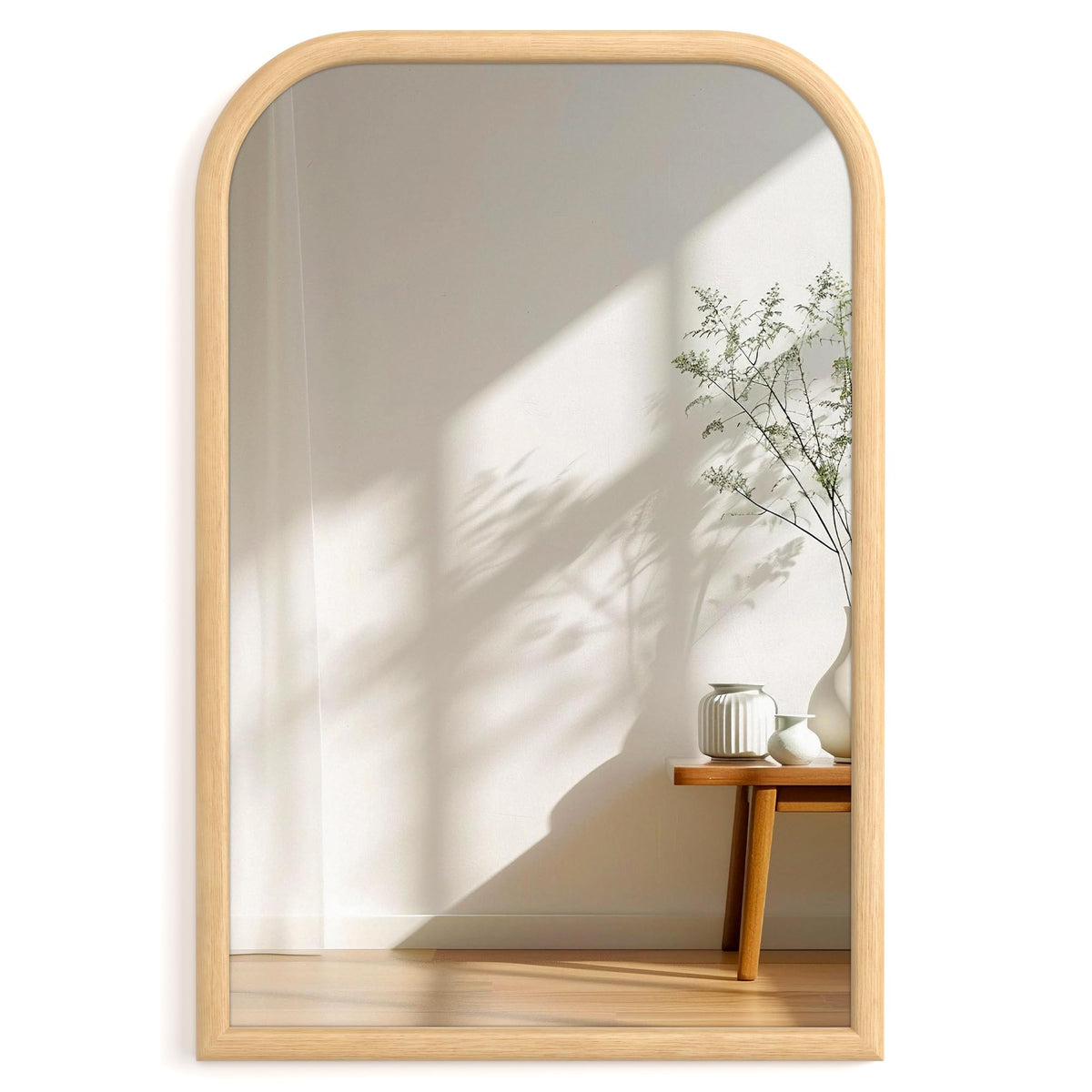 20"x30" Arch Wall Mirror for Wall, Wall Mounted Vanity Mirror for Bedroom, Wood Grain Finish Frame Mirror with Tempered Glass, Vintage Decorative for Bathroom, Entryway, Living Room, Walnut