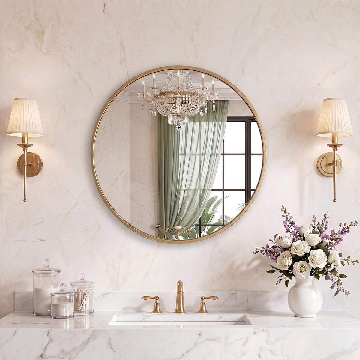 Sweetcrispy 26"x38" Arched Bathroom Mirror, Bathroom Mirrors for Over Sink