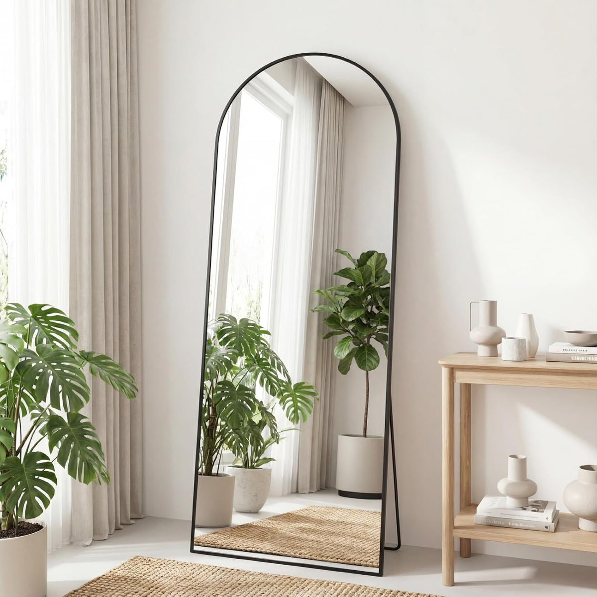 DUMOS 65"x24" Arched Full Length Mirror with Stand, Full Body Floor Mirror