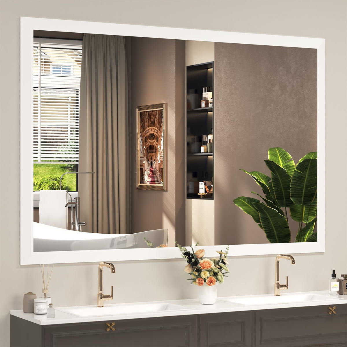 SMIROR 24x36 Matte Black Bathroom Vanity Mirror for Over Sink