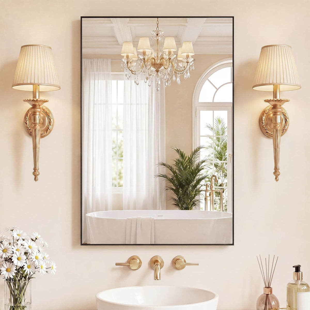 Sweetcrispy Bathroom Mirror 40x30 Inch, Vanity Mirror for Wall