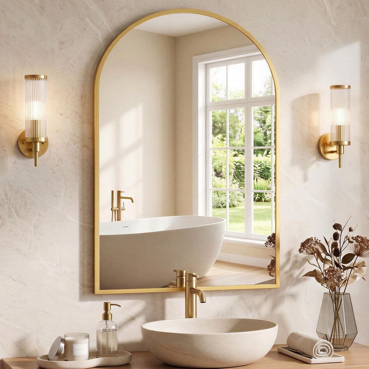 NEWBULIG 36 Inch Round Bathroom Mirror, Wall Mount Vanity Mirror