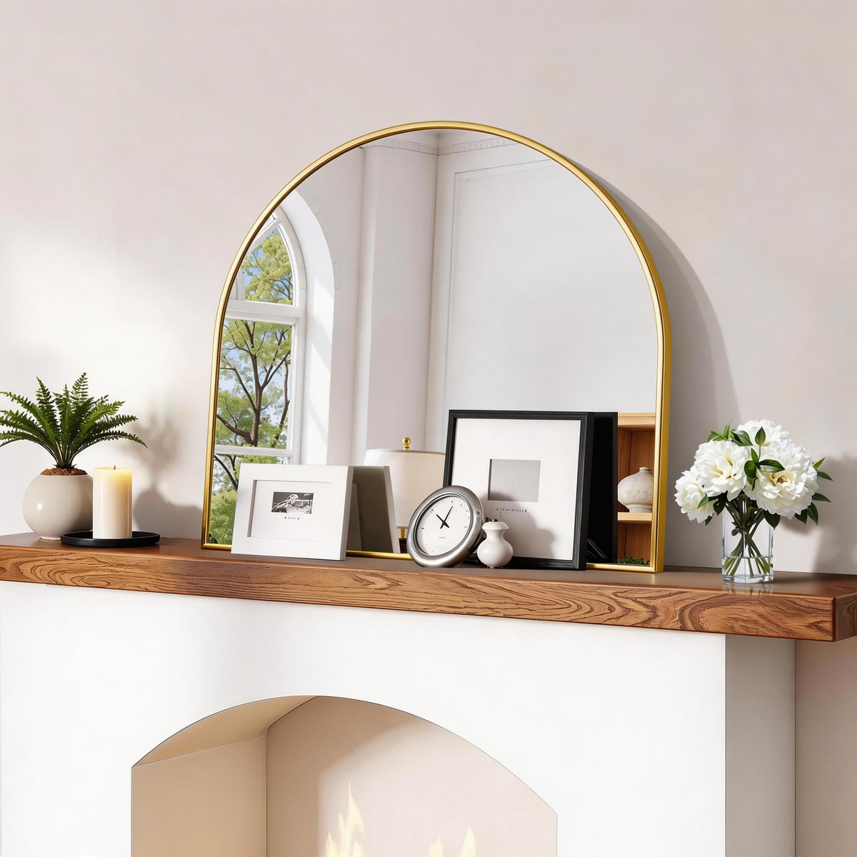 CIRCUMI Arched Wall Mirror, 36"x48" Black Arched Mirror for Bathroom