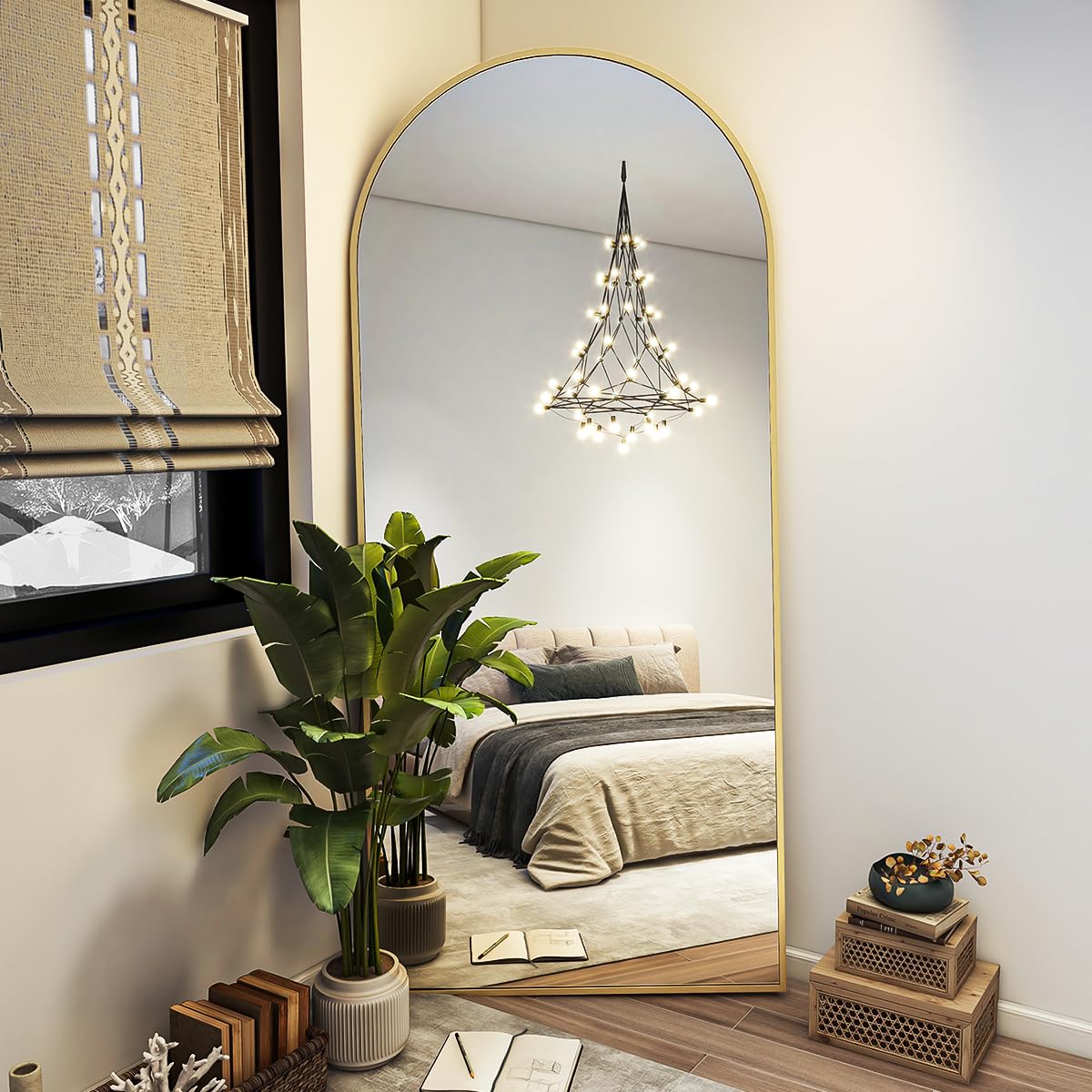 BEAUTYPEAK 71"x26" Arch Full Length Mirror, Full Body Floor Mirror with Stand Hanging or Leaning, Aluminum Alloy Frame Wall Mirrors for Bedroom, Dressing Room, Black