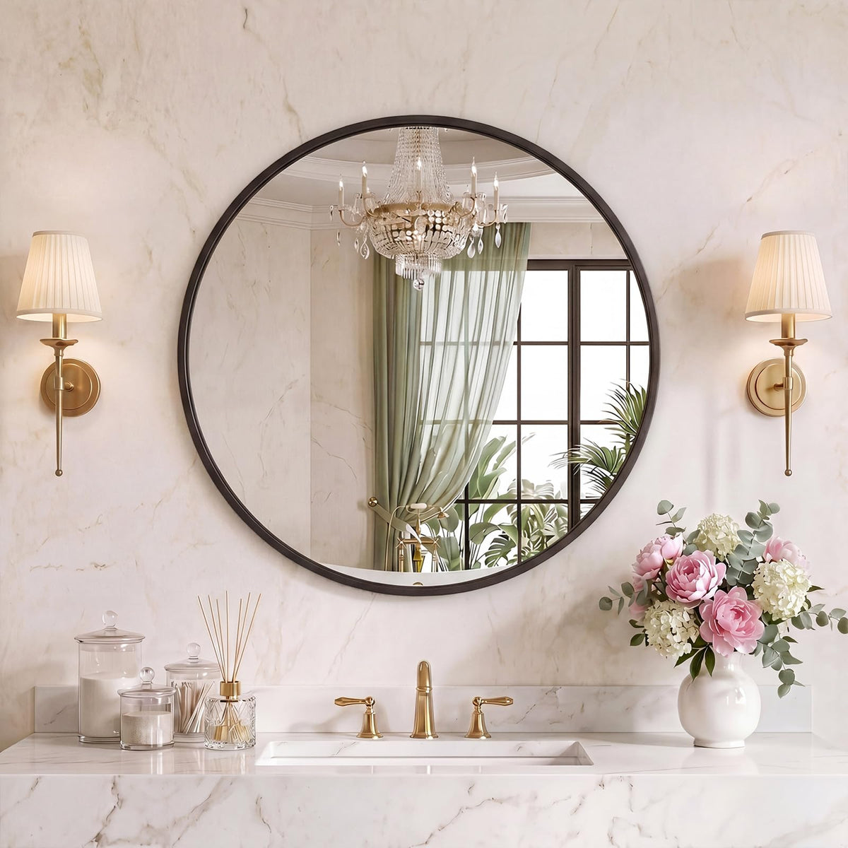 Sweetcrispy 26"x38" Arched Bathroom Mirror, Bathroom Mirrors for Over Sink