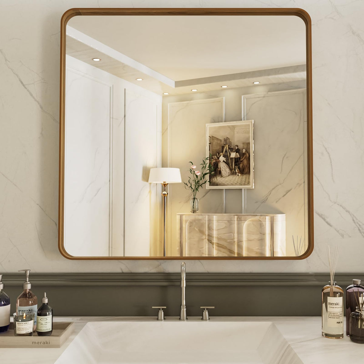 LOAAO 24X36 Inch Black Bathroom Mirror Metal Framed
