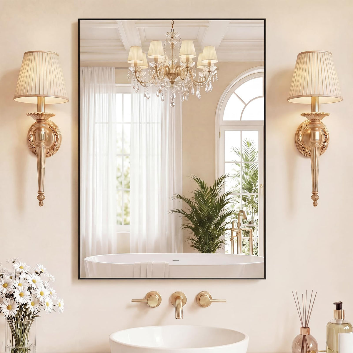 Sweetcrispy Bathroom Mirror 40x30 Inch, Vanity Mirror for Wall