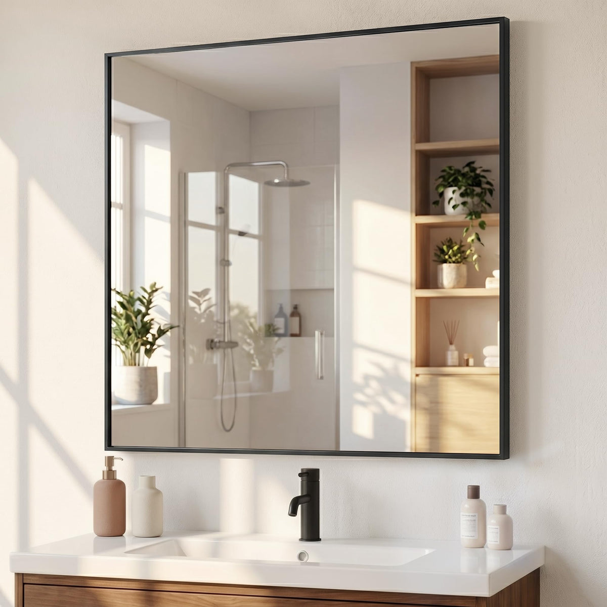 2-Pack 24"x36" Matte Black Framed Bathroom Vanity Wall Mirrors