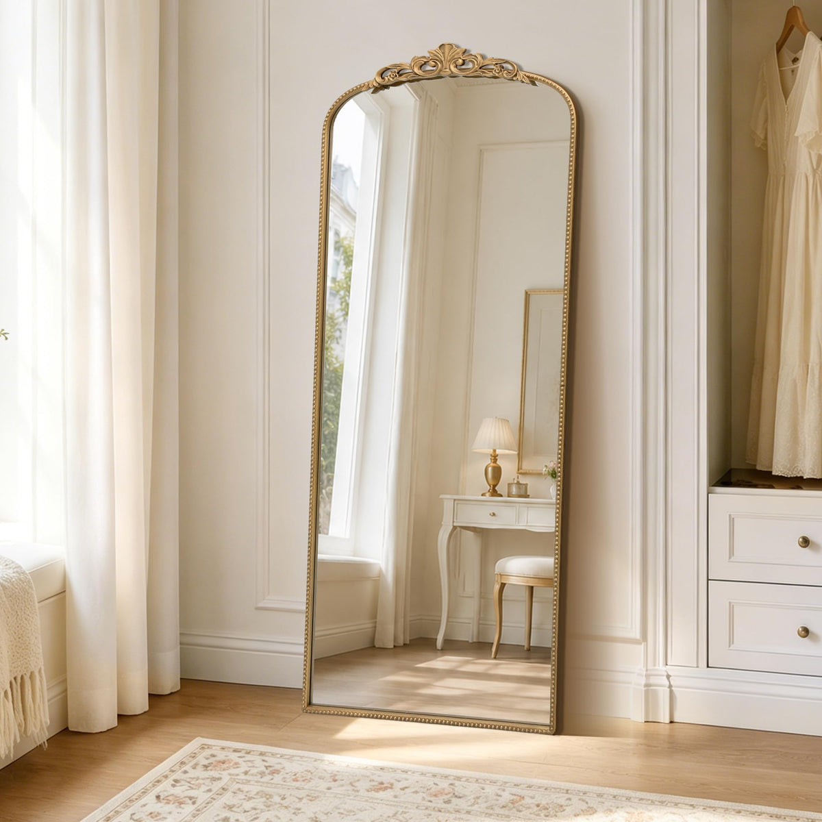 Micasso Black Full Length Mirror: 21''x56'' Baroque Vintage Floor Mirror