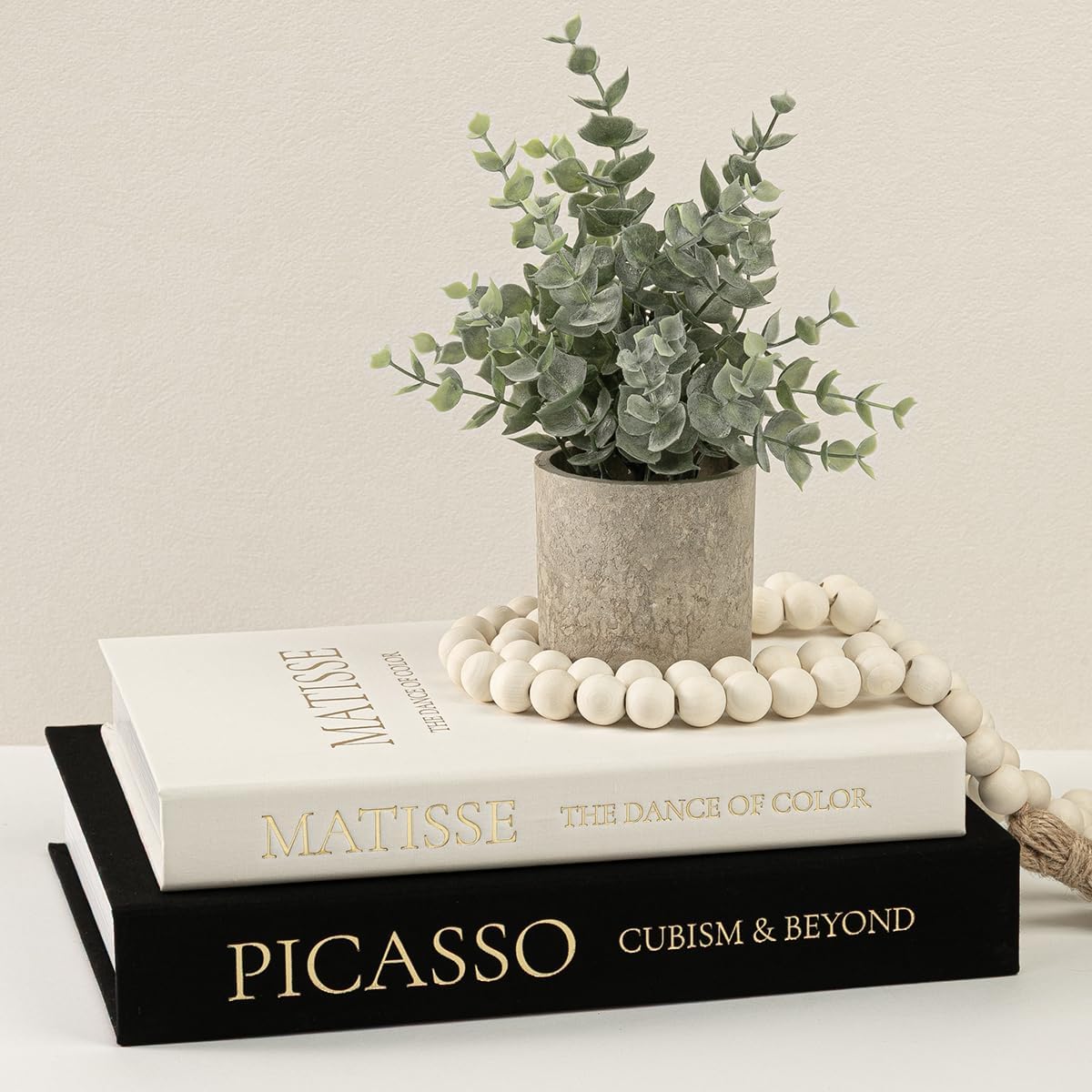 Decorative Books for Home Decor - Stackable Faux Book Box for Coffee Table Styling & Hidden Storage - Neutral Linen Fake Books as Display Riser for Shelf & Entryway (Set of 2, Van Gogh Art)