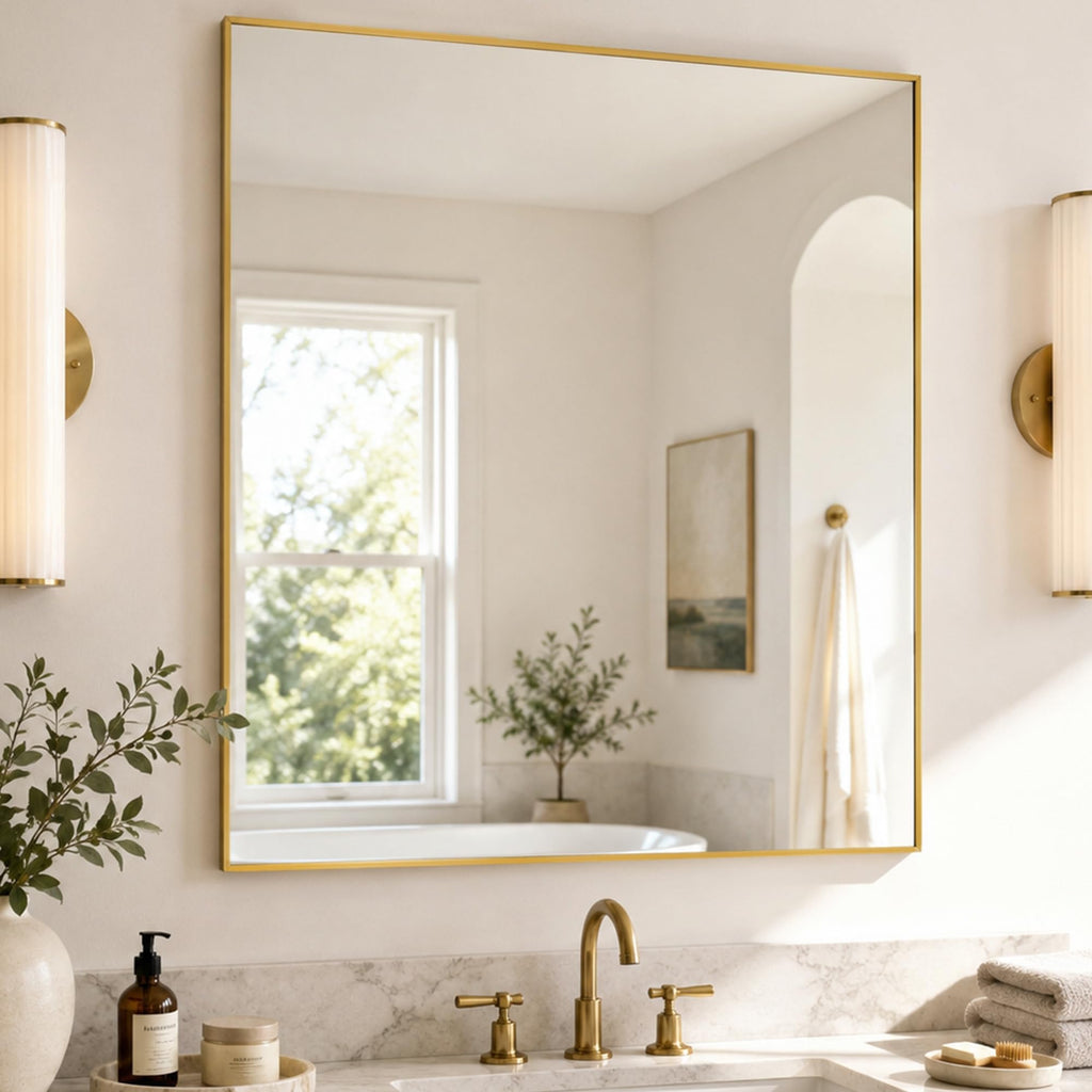 2-Pack 24"x36" Matte Black Framed Bathroom Vanity Wall Mirrors