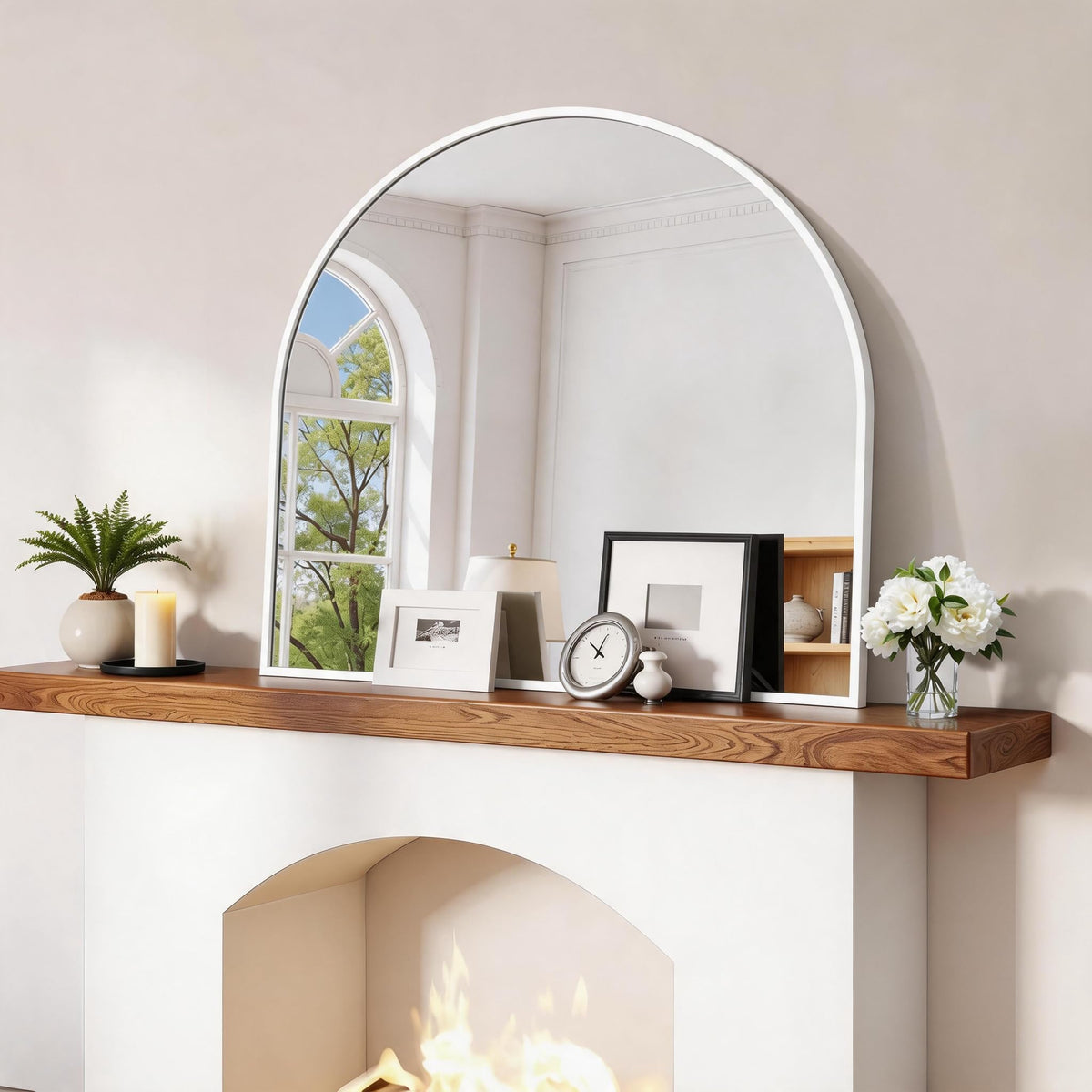 CIRCUMI Arched Wall Mirror, 36"x48" Black Arched Mirror for Bathroom