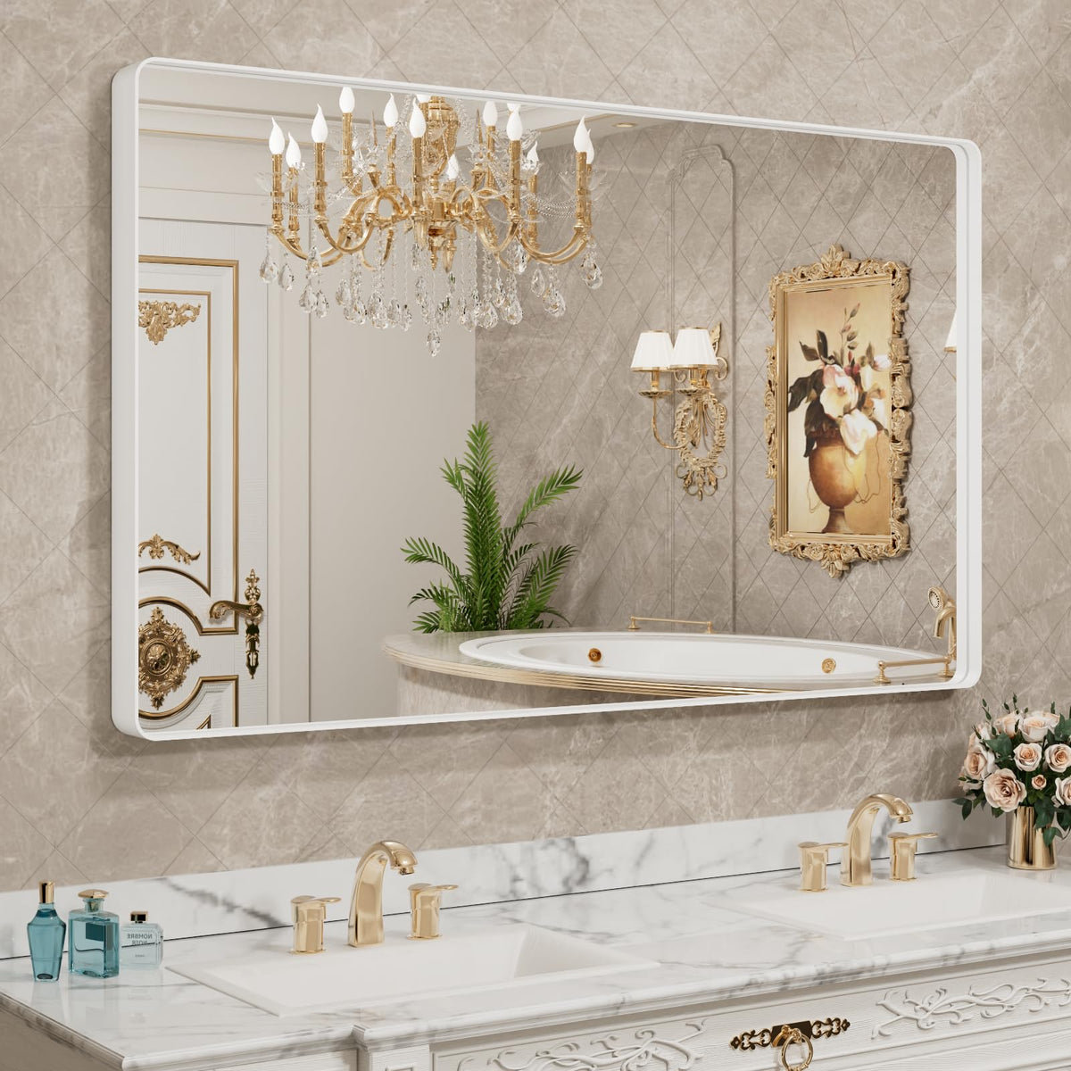LOAAO 24X36 Inch Black Bathroom Mirror Metal Framed
