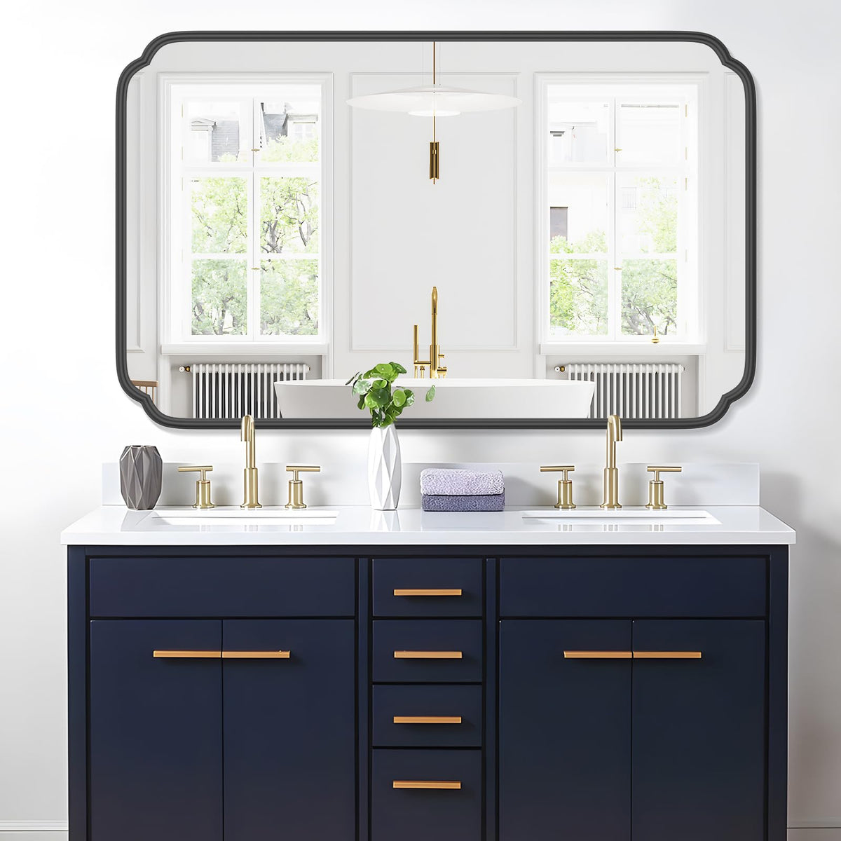 Ferytange 48"x16" Gold Door Mirror Full Length Over The Door with Non-Rusting Metal Frame, Modern Full Body Mirror Bedroom Closet Bathroom