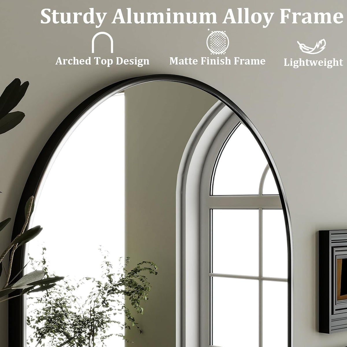 HARRITPURE 20"x30" Arched Bathroom Mirror Wall Mounted Black Arch Mirror