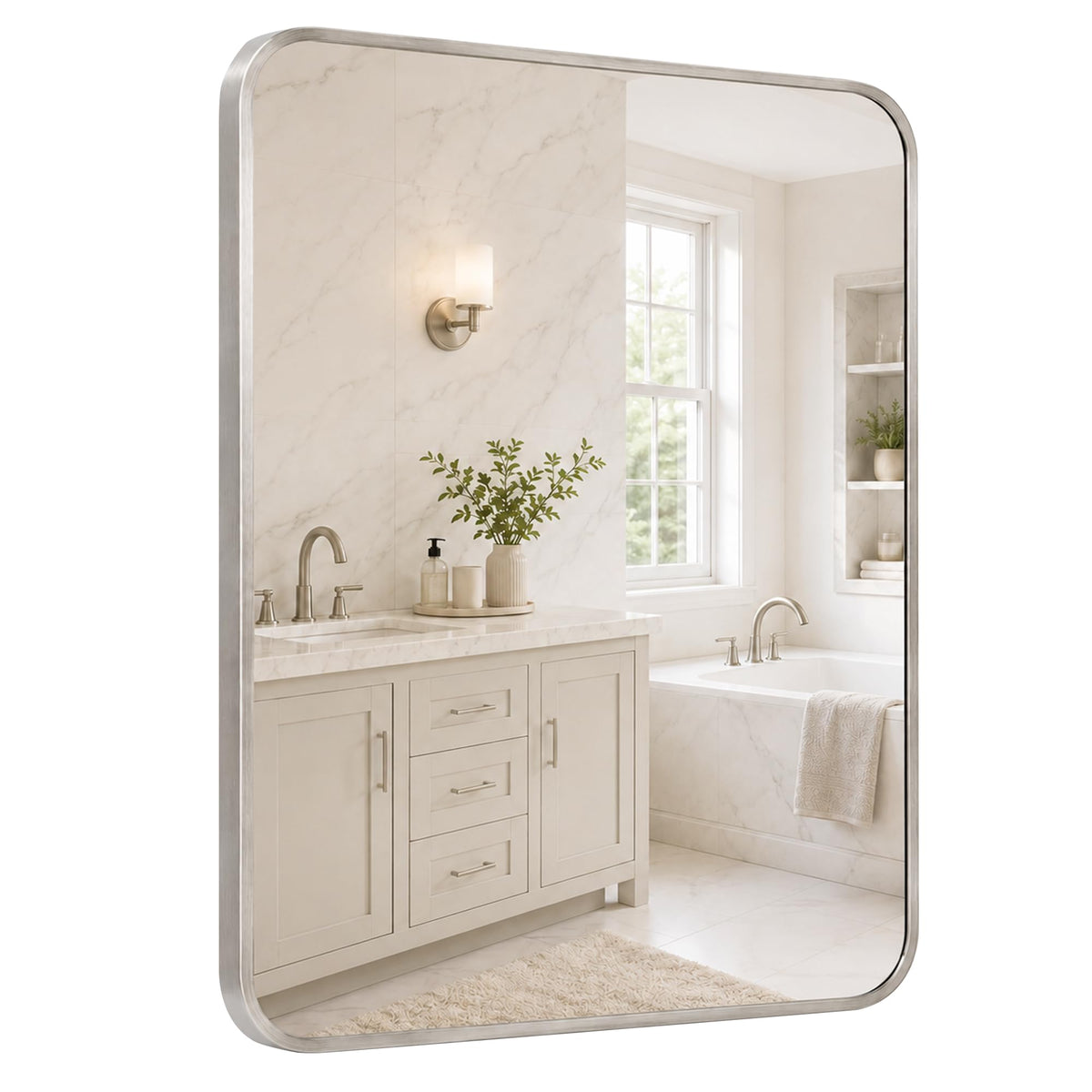 2-Pack 24x36 Inch Matte Black Rounded Rectangle Vanity Mirrors