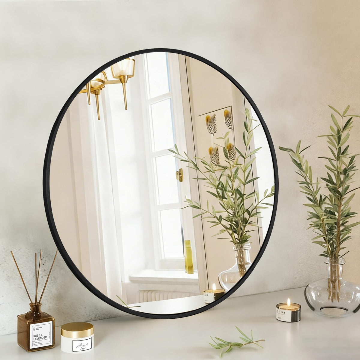 NEWBULIG 36 Inch Round Bathroom Mirror, Wall Mount Vanity Mirror