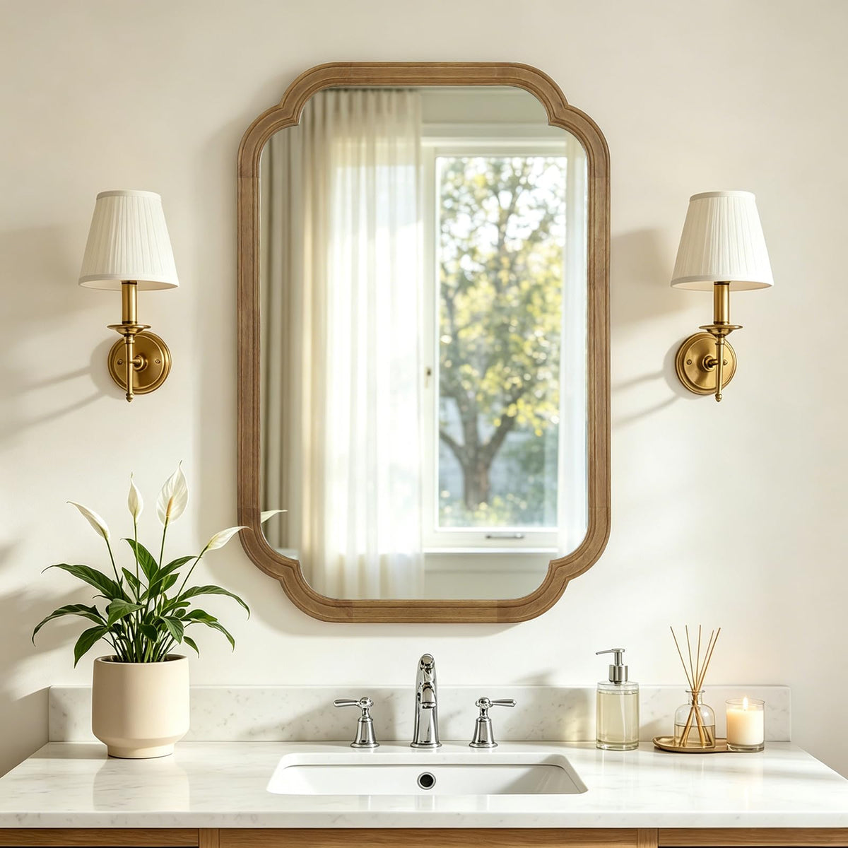 HOMECOOKIN Full Length Mirror Wall Mounted, Rustic Wooden Frame Floor Mirror, Rounded Corner Large Full Body Mirror for Bedroom,Dressing Room， Leaning or Hanging Against Wall (Walnut, 71" L x 24" W)