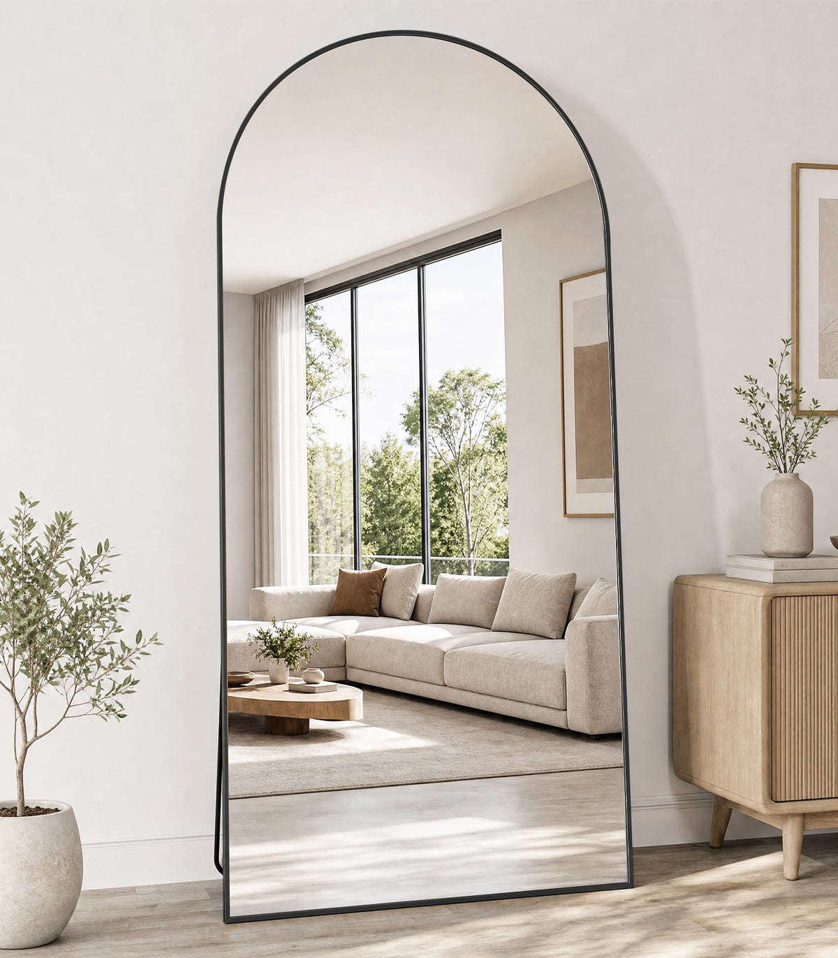 Koonmi 71x30 Arched Full Length Mirror, Floor Mirror with Stand
