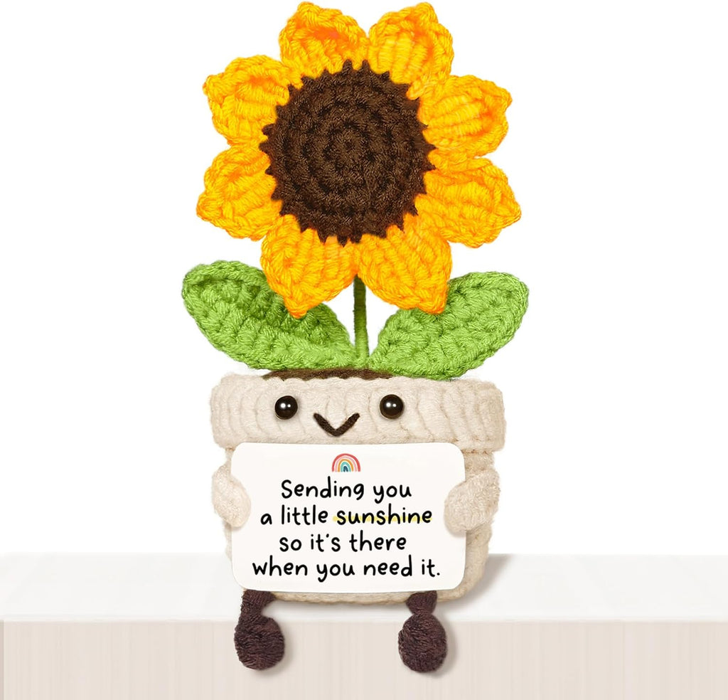 Get Well Gifts for Women After Surgery, Handmade Positive Sunflower Crochet Decor, Surgery Recovery Breast Cancer Care Gifts, Thinking of You Feel Better Gift for Women