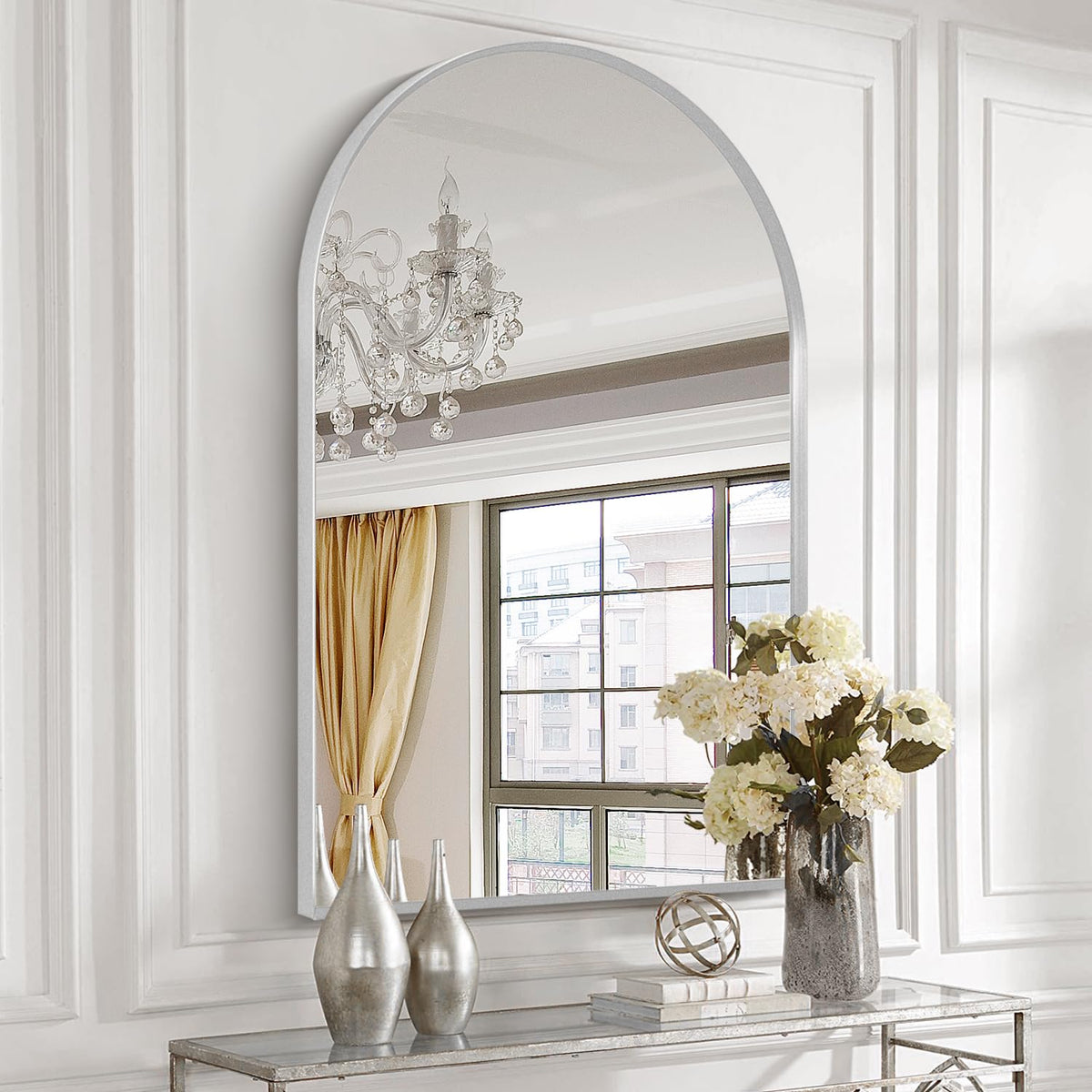 Wall Mount Mirror for Bathroom, Black Metal Framed, 24" x 36"