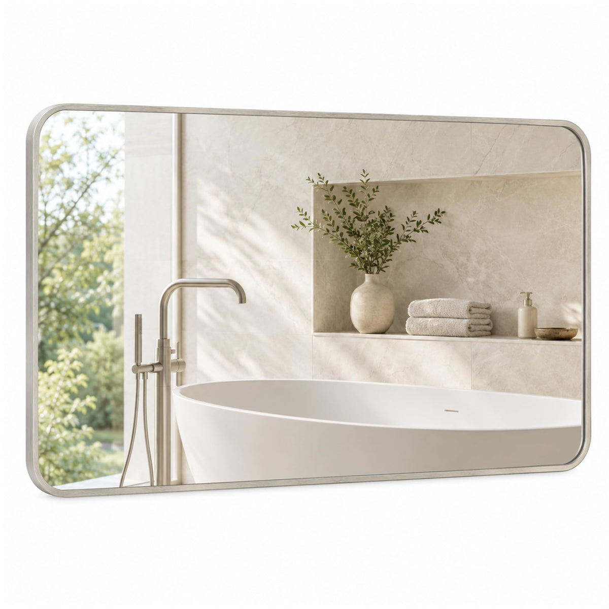 2-Pack 24x36 Inch Matte Black Rounded Rectangle Vanity Mirrors