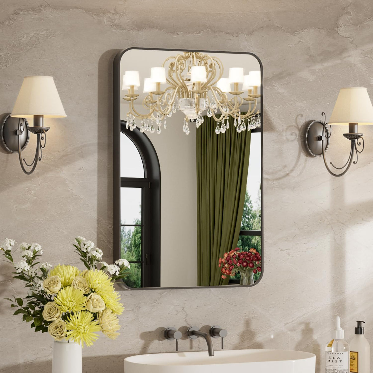 24"x36" Bathroom Mirror for Over Sink, Brushed Nickel Vanity Mirror