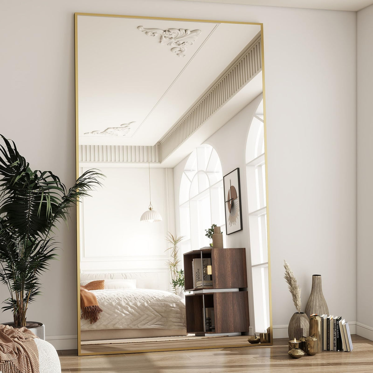 BEAUTYPEAK Full Length Mirror with Stand, 56"x21" Floor Mirror