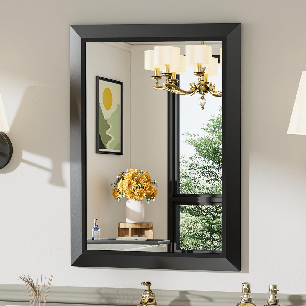 Briivue Black Metal Framed Bathroom Wall Mirror, 40x30 Inch