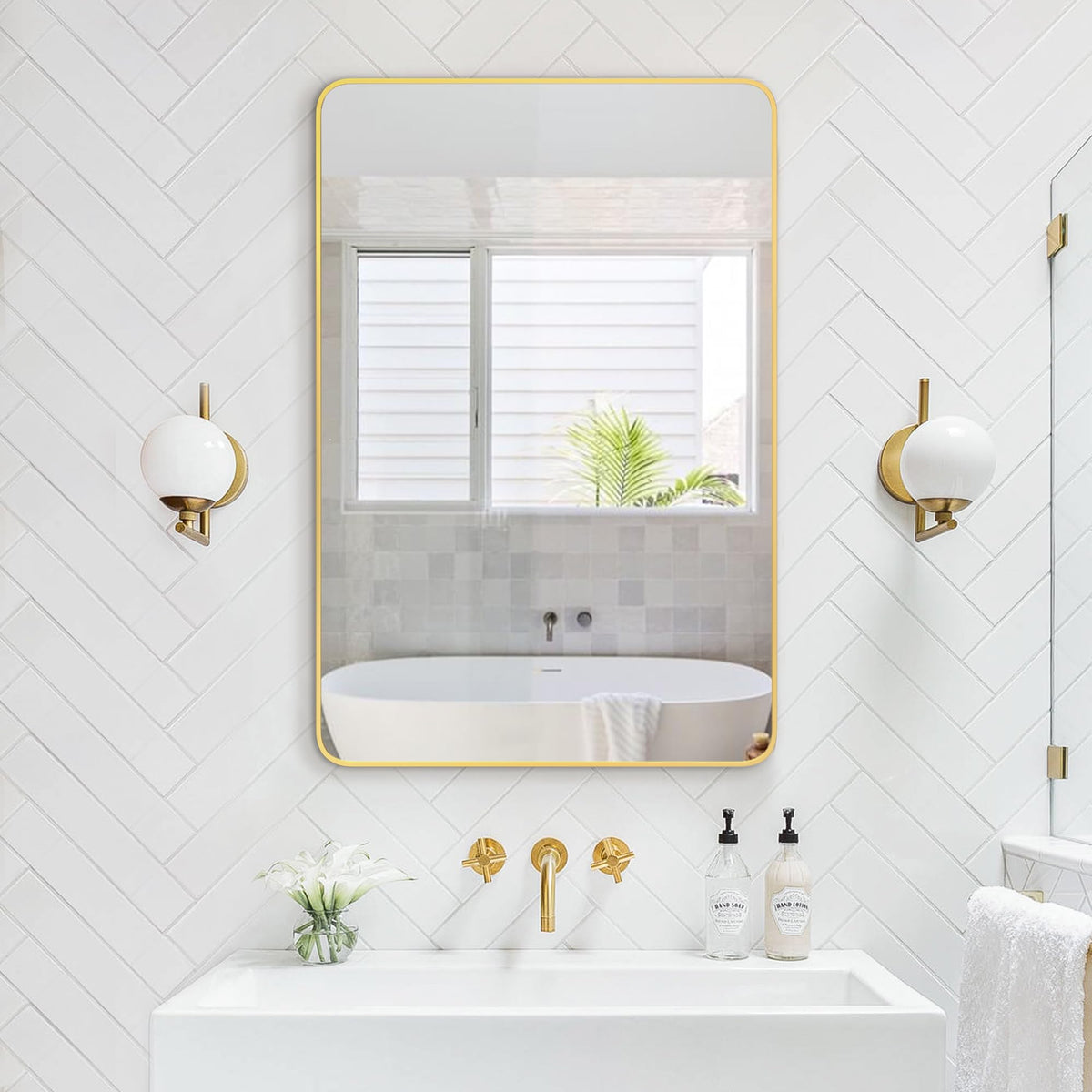 Delma Bathroom Vanity Mirror, Black Framed Mirror for Over Sink, 36x30
