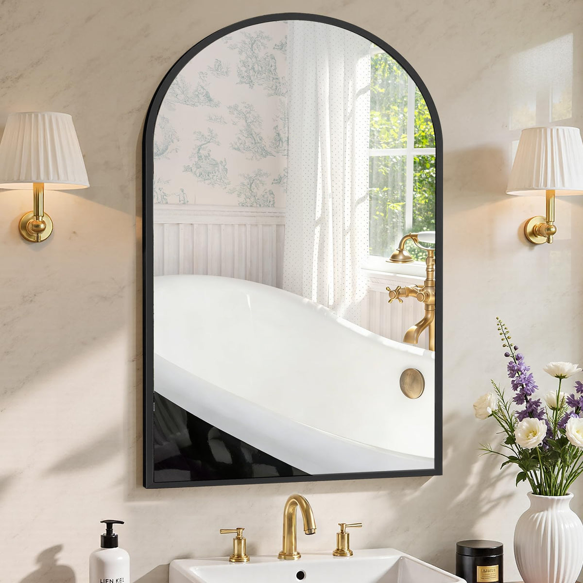Sweetcrispy 26"x38" Arched Bathroom Mirror, Bathroom Mirrors for Over Sink