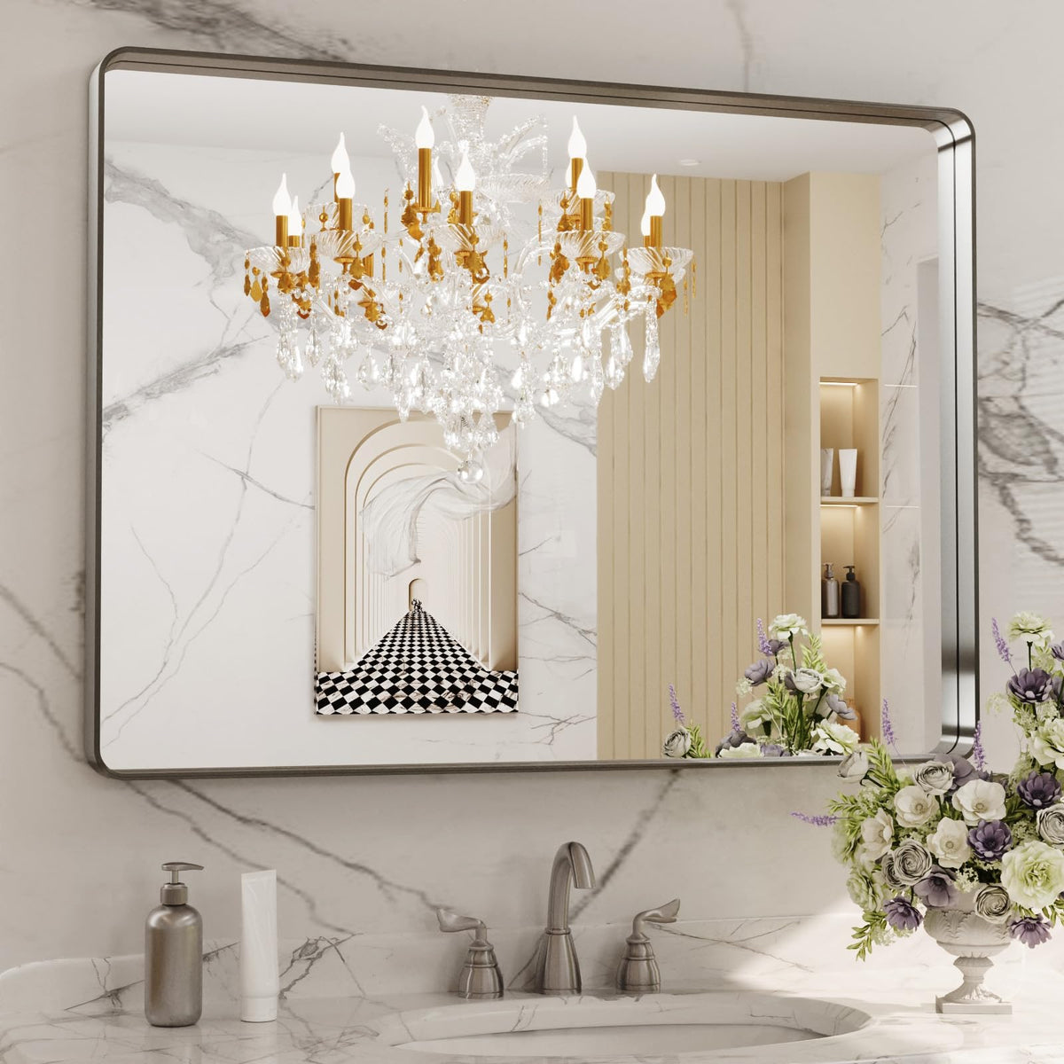 LOAAO 24"X36" Gold Bathroom Mirror